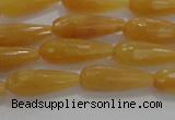 CTR75 15.5 inches 6*16mm faceted teardrop yellow jade beads