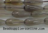 CTR79 15.5 inches 6*16mm faceted teardrop grey agate beads