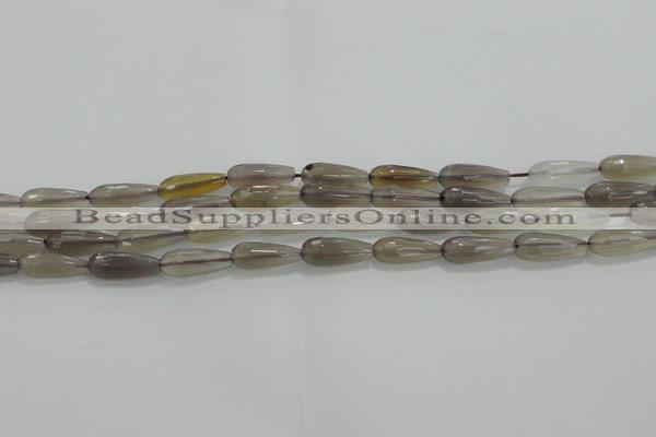 CTR79 15.5 inches 6*16mm faceted teardrop grey agate beads