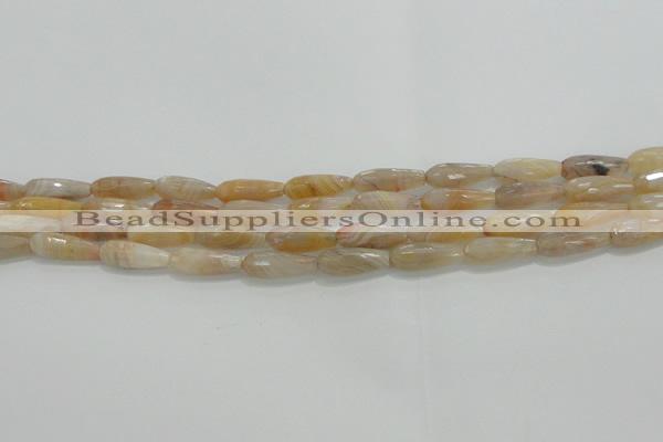 CTR80 15.5 inches 6*16mm faceted teardrop yellow agate beads