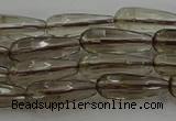 CTR85 15.5 inches 6*16mm faceted teardrop smoky quartz beads