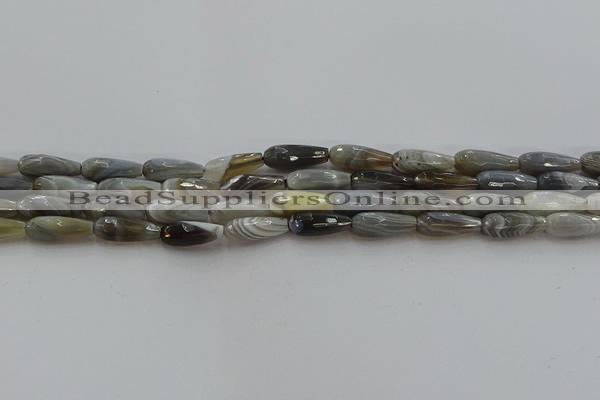 CTR87 15.5 inches 6*16mm faceted teardrop grey botswana agate beads