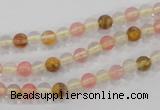 CTS01 15.5 inches 4mm round tigerskin glass beads wholesale