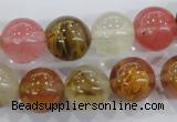 CTS06 15.5 inches 14mm round tigerskin glass beads wholesale