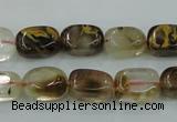 CTS56 15.5 inches 8*14mm nugget tigerskin glass beads wholesale