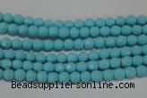 CTU1220 15.5 inches 4mm faceted round synthetic turquoise beads