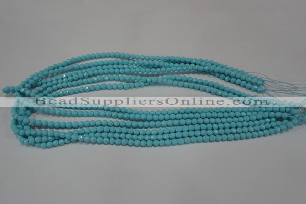 CTU1220 15.5 inches 4mm faceted round synthetic turquoise beads