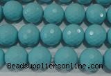 CTU1222 15.5 inches 8mm faceted round synthetic turquoise beads