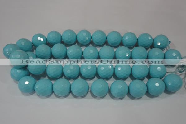 CTU1223 15.5 inches 10mm faceted round synthetic turquoise beads