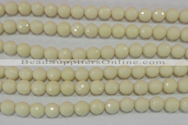 CTU1448 15.5 inches 18mm faceted round synthetic turquoise beads