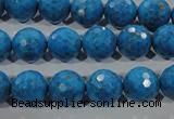 CTU1635 15.5 inches 14mm faceted round synthetic turquoise beads