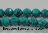 CTU1684 15.5 inches 10mm faceted round synthetic turquoise beads