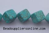 CTU18 15.5 inches 10*10mm cublc blue turquoise strand beads Wholesale