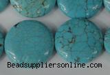 CTU1888 15.5 inches 25mm flat round imitation turquoise beads