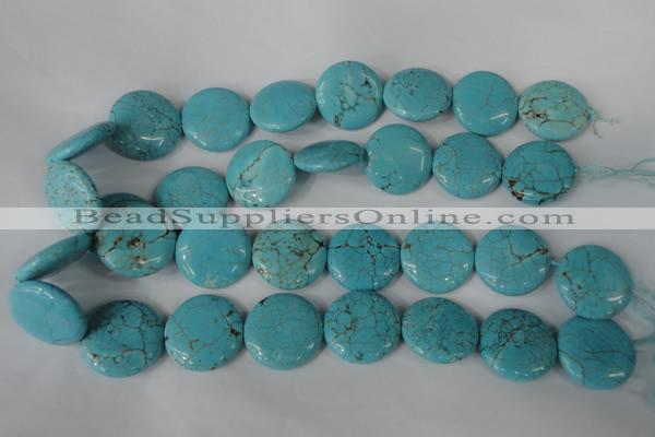 CTU1888 15.5 inches 25mm flat round imitation turquoise beads