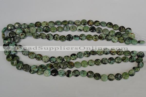 CTU2474 15.5 inches 10mm flat round African turquoise beads wholesale