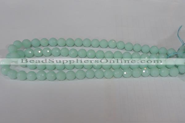 CTU2574 15.5 inches 10mm faceted round synthetic turquoise beads