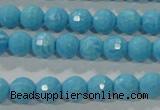 CTU2591 15.5 inches 6mm faceted round synthetic turquoise beads