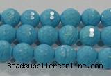 CTU2592 15.5 inches 8mm faceted round synthetic turquoise beads