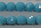 CTU2593 15.5 inches 10mm faceted round synthetic turquoise beads