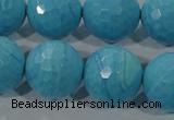 CTU2597 15.5 inches 18mm faceted round synthetic turquoise beads