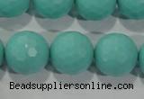 CTU2785 15.5 inches 14mm faceted round synthetic turquoise beads