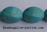 CTU28 15.5 inches 13*20mm twisted oval blue turquoise beads Wholesale