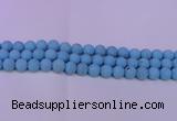 CTU2850 15.5 inches 4mm round matte turquoise beads