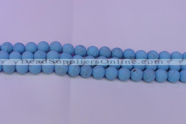 CTU2854 15.5 inches 12mm round matte turquoise beads