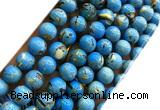 CTU3148 15 inches 8mm round gold vein howlite turquoise beads