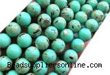 CTU3164 15 inches 12mm round gold vein howlite turquoise beads