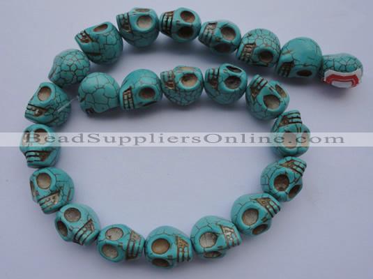 CTU32 15.5 inches 14*17*18mm skull shape blue turquoise beads