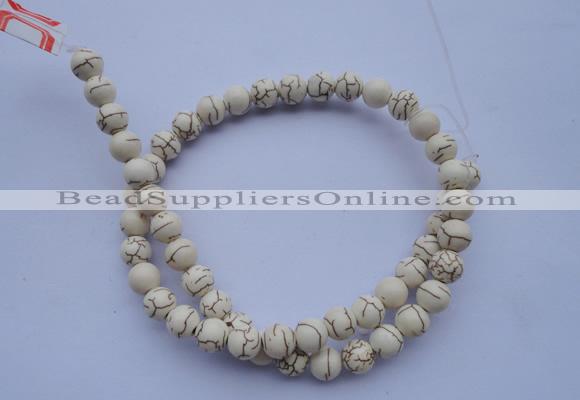 CTU35 15.5 inches 10mm round white turquoise strand beads Wholesale