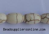 CTU38 15.5 inches 10*16mm rice shape white turquoise beads Wholesale