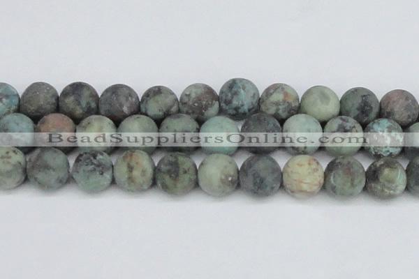 CTU567 15.5 inches 14mm round matte african turquoise beads