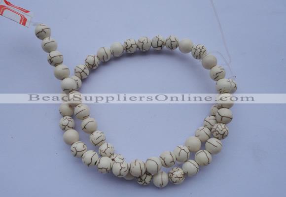 CTU68 15.5 inches 6mm round white turquoise strand beads Wholesale