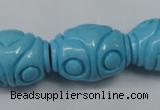 CTU886 15.5 inches 20*26mm carved rice dyed turquoise beads