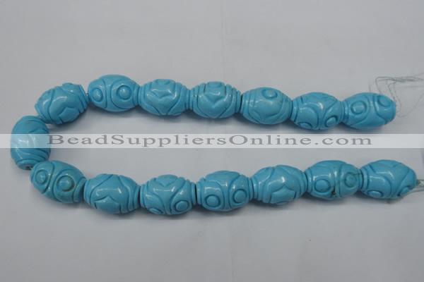 CTU886 15.5 inches 20*26mm carved rice dyed turquoise beads