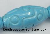 CTU887 15.5 inches 25*50mm carved rice dyed turquoise beads