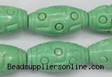 CTU888 15.5 inches 15*30mm carved rice dyed turquoise beads