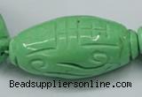 CTU890 15.5 inches 25*50mm carved rice dyed turquoise beads