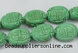 CTU896 15.5 inches 12*15mm carved oval dyed turquoise beads