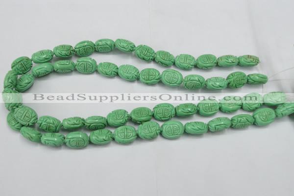 CTU896 15.5 inches 12*15mm carved oval dyed turquoise beads