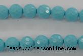 CTU913 15.5 inches 10mm faceted round synthetic turquoise beads