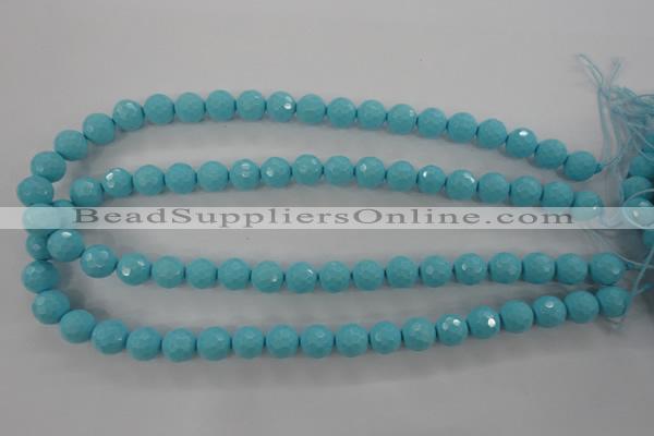 CTU913 15.5 inches 10mm faceted round synthetic turquoise beads