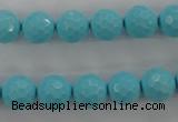 CTU914 15.5 inches 12mm faceted round synthetic turquoise beads