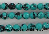 CTU932 15.5 inches 8mm faceted round synthetic turquoise beads