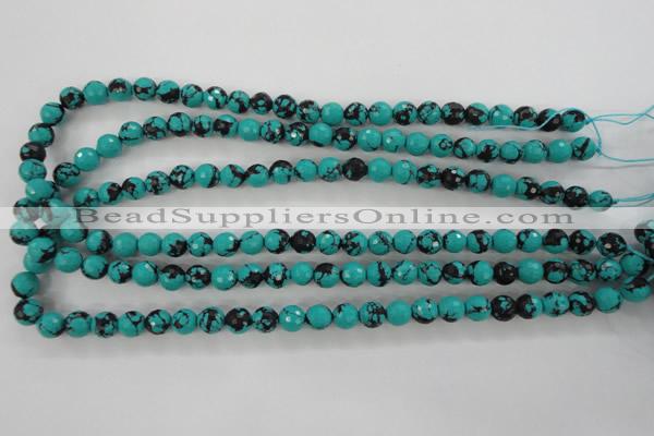 CTU932 15.5 inches 8mm faceted round synthetic turquoise beads