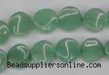 CTW07 15.5 inches 12mm twisted coin green aventurine beads wholesale