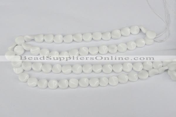 CTW08 15.5 inches 12mm twisted coin white agate beads wholesale